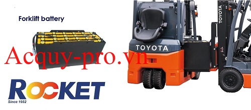 Ắc quy xe nâng điện Rocket Hàn Quốc do HD Việt phân phối cho xe nâng Toyota