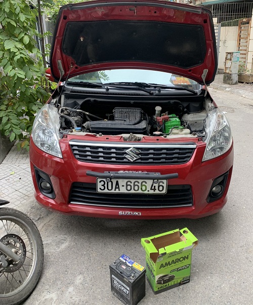 HD Việt - Thay ắc quy Amaron bảo hành 2 năm cho xe Suzuki XL7