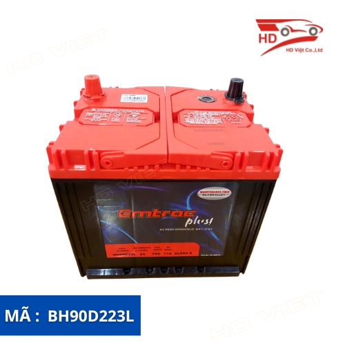 Ắc quy Emtrac Plus 90D23L 65Ah thương hiệu ắc quy Mỹ sản xuất tại Ấn Độ tốt nhất thị trường cho xe Mazda