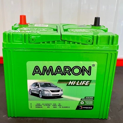 Ắc quy AMARON 55B24L 12V-45Ah cho xe Veloz bảo hành 16 tháng